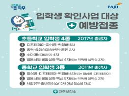 우리 아이 입학 준비는 예방접종부터…파주시, 초중 입학생 예방접종 확인 기사 이미지